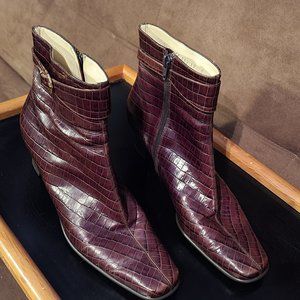 Salvatore Ferragamo Brown Leather Ankle Boots Size 10